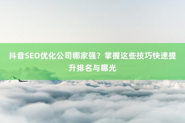 抖音SEO优化公司哪家强？掌握这些技巧快速提升排名与曝光