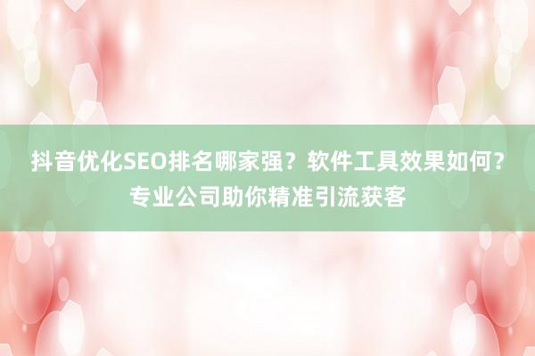 抖音优化SEO排名哪家强？软件工具效果如何？专业公司助你精准引流获客