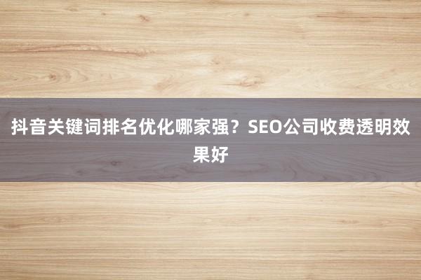抖音关键词排名优化哪家强？SEO公司收费透明效果好
