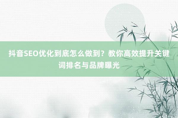 抖音SEO优化到底怎么做到？教你高效提升关键词排名与品牌曝光