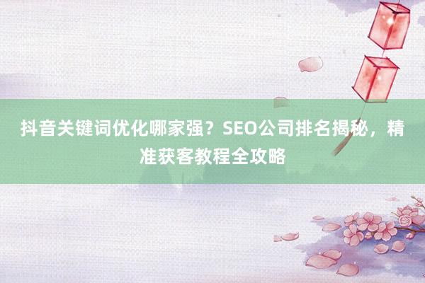 抖音关键词优化哪家强？SEO公司排名揭秘，精准获客教程全攻略