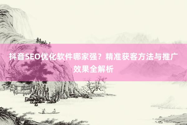 抖音SEO优化软件哪家强？精准获客方法与推广效果全解析