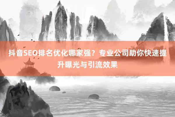 抖音SEO排名优化哪家强？专业公司助你快速提升曝光与引流效果