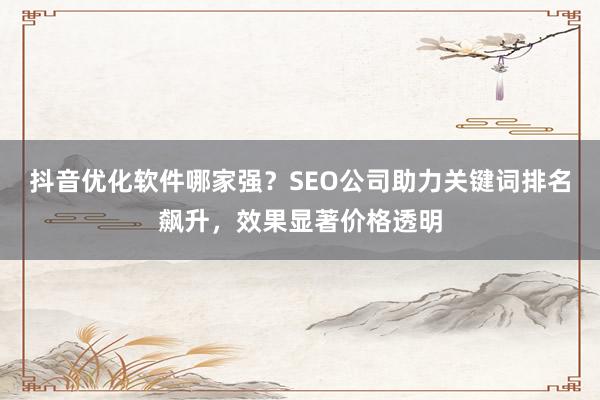 抖音优化软件哪家强？SEO公司助力关键词排名飙升，效果显著价格透明