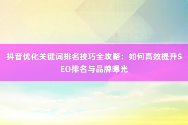 抖音优化关键词排名技巧全攻略：如何高效提升SEO排名与品牌曝光