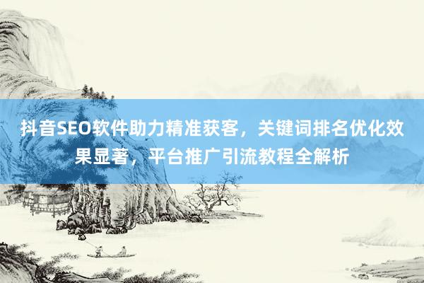 抖音SEO软件助力精准获客，关键词排名优化效果显著，平台推广引流教程全解析