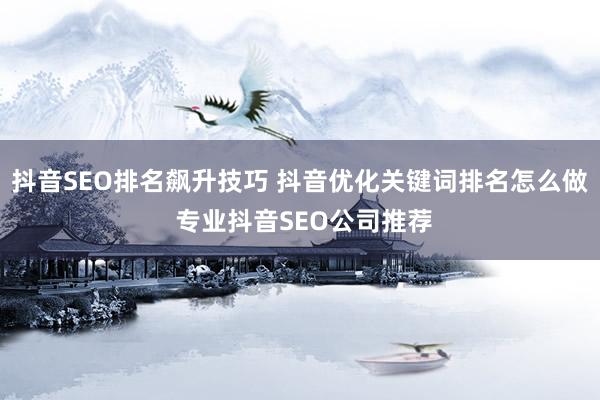 抖音SEO排名飙升技巧 抖音优化关键词排名怎么做 专业抖音SEO公司推荐