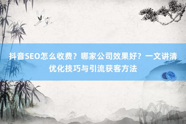 抖音SEO怎么收费？哪家公司效果好？一文讲清优化技巧与引流获客方法