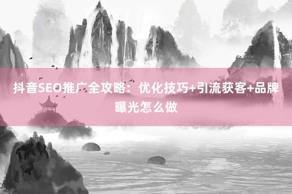 抖音SEO推广全攻略：优化技巧+引流获客+品牌曝光怎么做
