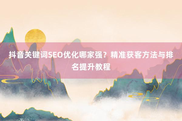 抖音关键词SEO优化哪家强？精准获客方法与排名提升教程