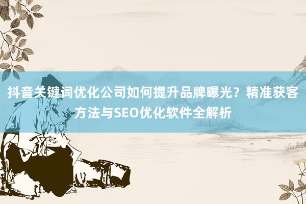 抖音关键词优化公司如何提升品牌曝光？精准获客方法与SEO优化软件全解析