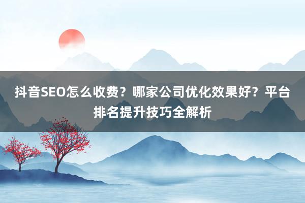 抖音SEO怎么收费？哪家公司优化效果好？平台排名提升技巧全解析