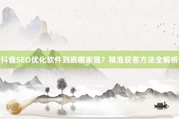 抖音SEO优化软件到底哪家强？精准获客方法全解析