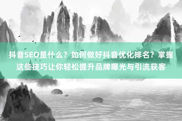 抖音SEO是什么？如何做好抖音优化排名？掌握这些技巧让你轻松提升品牌曝光与引流获客