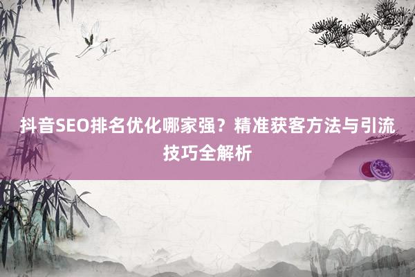 抖音SEO排名优化哪家强？精准获客方法与引流技巧全解析