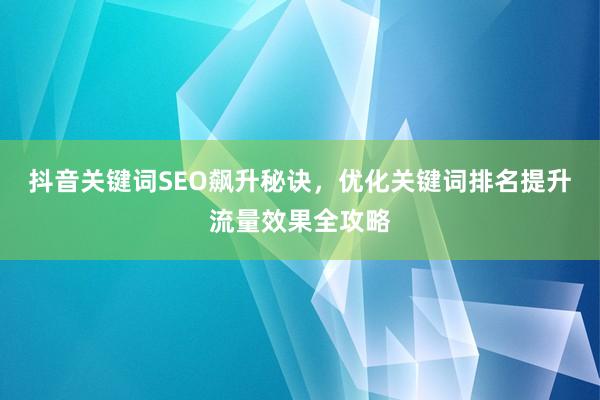 抖音关键词SEO飙升秘诀，优化关键词排名提升流量效果全攻略