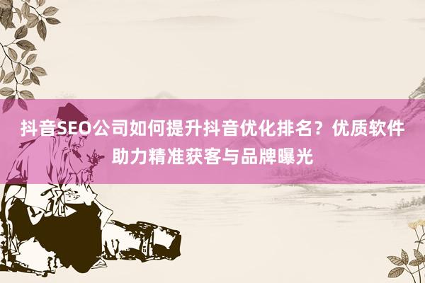 抖音SEO公司如何提升抖音优化排名？优质软件助力精准获客与品牌曝光