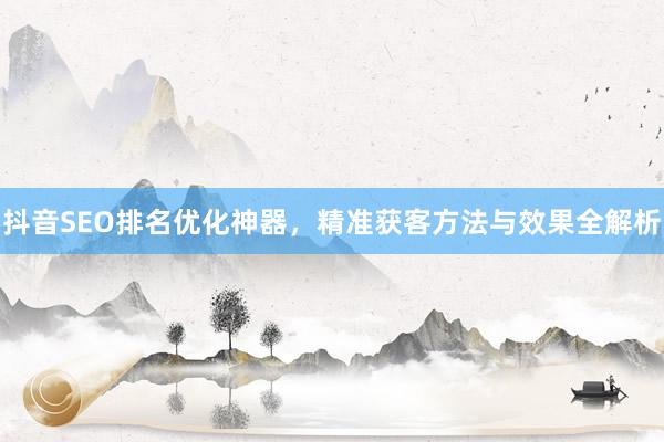 抖音SEO排名优化神器，精准获客方法与效果全解析
