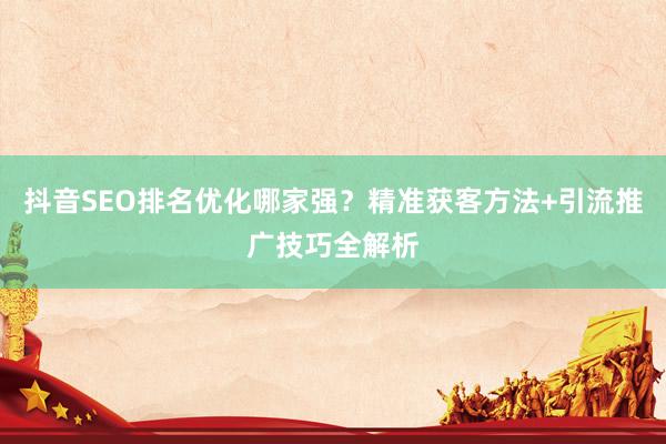抖音SEO排名优化哪家强？精准获客方法+引流推广技巧全解析