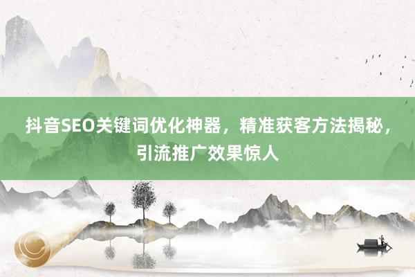 抖音SEO关键词优化神器，精准获客方法揭秘，引流推广效果惊人