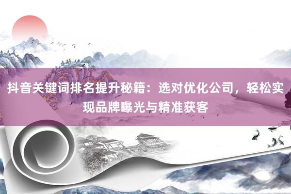 抖音关键词排名提升秘籍：选对优化公司，轻松实现品牌曝光与精准获客