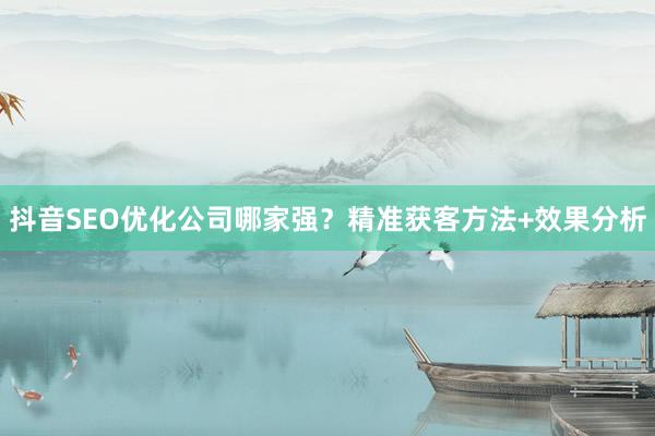 抖音SEO优化公司哪家强？精准获客方法+效果分析