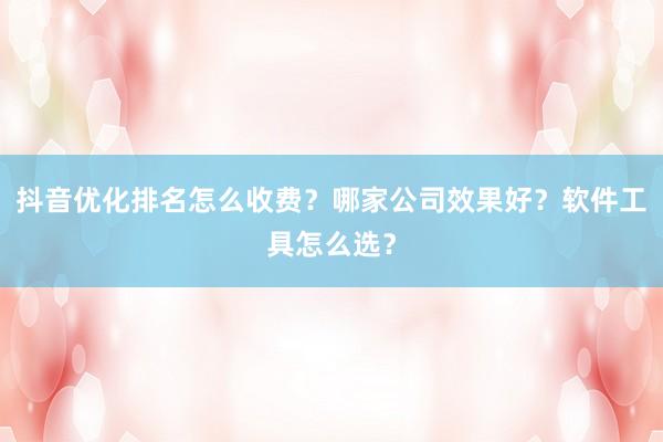 抖音优化排名怎么收费？哪家公司效果好？软件工具怎么选？