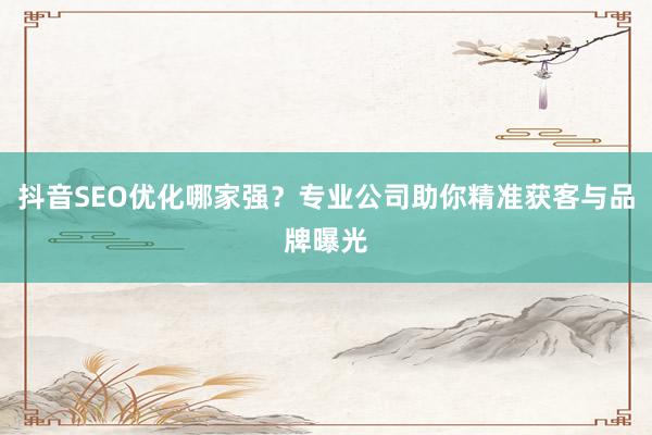 抖音SEO优化哪家强？专业公司助你精准获客与品牌曝光