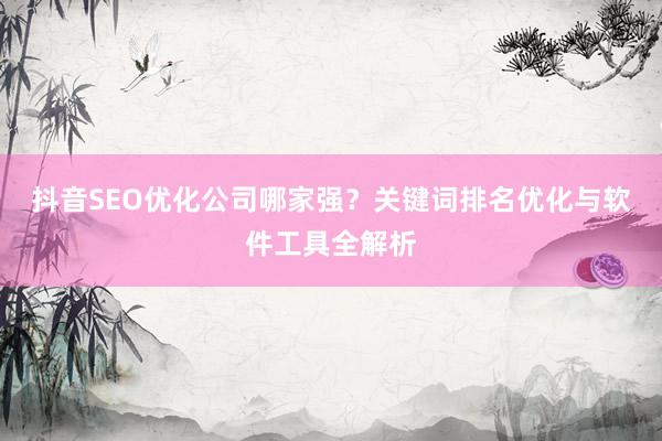 抖音SEO优化公司哪家强？关键词排名优化与软件工具全解析
