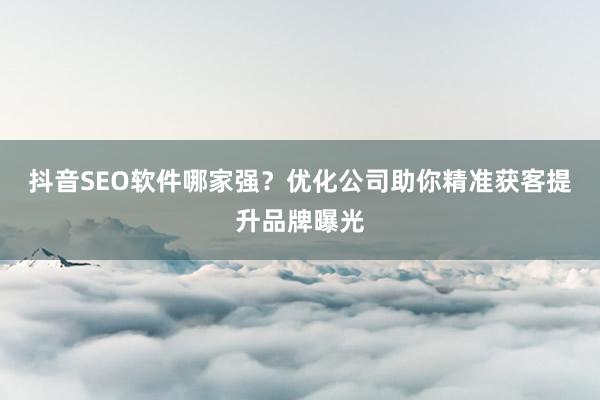 抖音SEO软件哪家强？优化公司助你精准获客提升品牌曝光