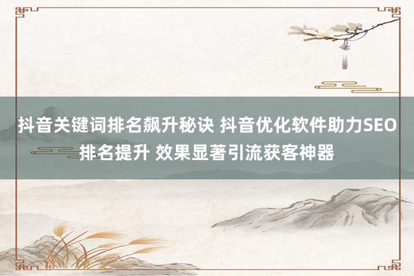 抖音关键词排名飙升秘诀 抖音优化软件助力SEO排名提升 效果显著引流获客神器