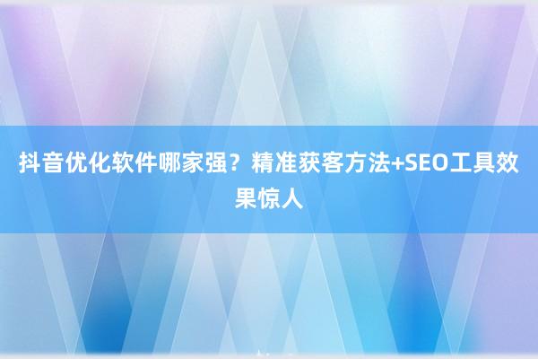 抖音优化软件哪家强？精准获客方法+SEO工具效果惊人