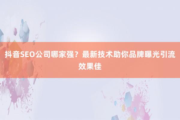 抖音SEO公司哪家强？最新技术助你品牌曝光引流效果佳