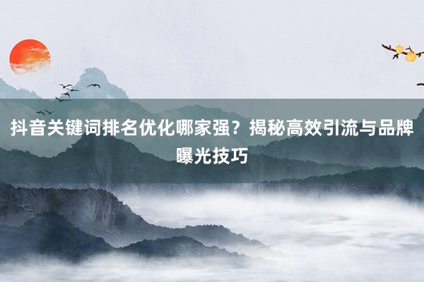 抖音关键词排名优化哪家强？揭秘高效引流与品牌曝光技巧