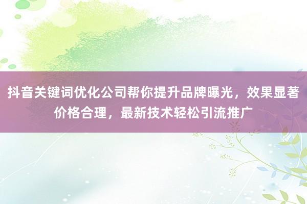 抖音关键词优化公司帮你提升品牌曝光，效果显著价格合理，最新技术轻松引流推广