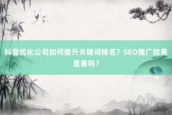 抖音优化公司如何提升关键词排名？SEO推广效果显著吗？