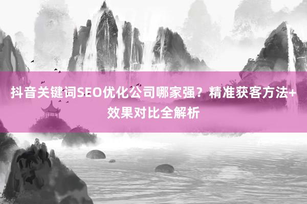 抖音关键词SEO优化公司哪家强？精准获客方法+效果对比全解析