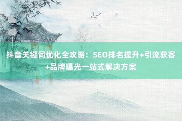 抖音关键词优化全攻略：SEO排名提升+引流获客+品牌曝光一站式解决方案