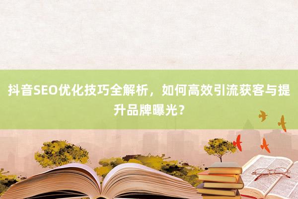 抖音SEO优化技巧全解析，如何高效引流获客与提升品牌曝光？