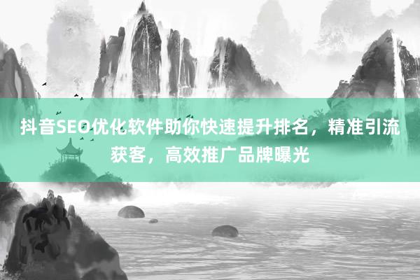 抖音SEO优化软件助你快速提升排名，精准引流获客，高效推广品牌曝光