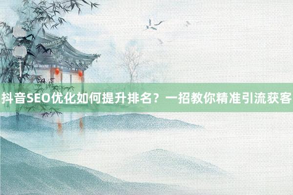 抖音SEO优化如何提升排名？一招教你精准引流获客