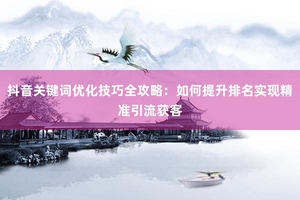 抖音关键词优化技巧全攻略：如何提升排名实现精准引流获客