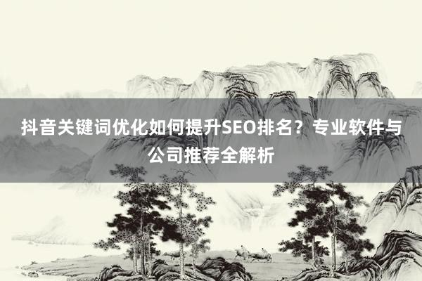 抖音关键词优化如何提升SEO排名？专业软件与公司推荐全解析
