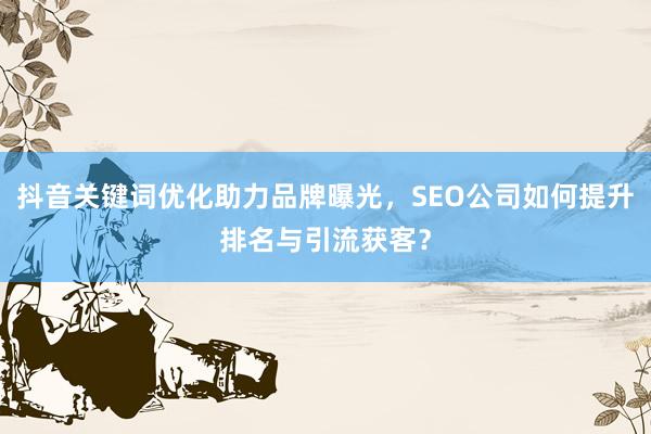 抖音关键词优化助力品牌曝光，SEO公司如何提升排名与引流获客？