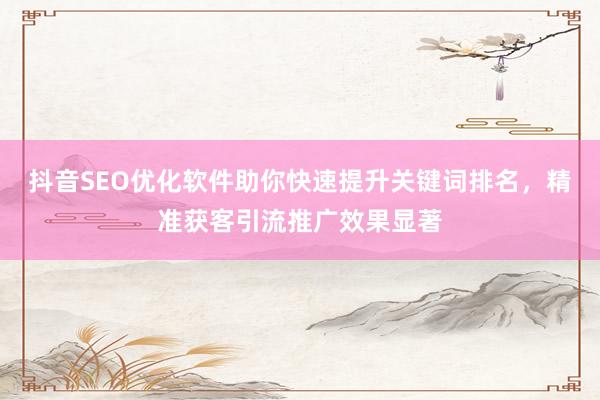 抖音SEO优化软件助你快速提升关键词排名，精准获客引流推广效果显著