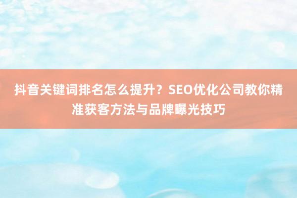 抖音关键词排名怎么提升？SEO优化公司教你精准获客方法与品牌曝光技巧