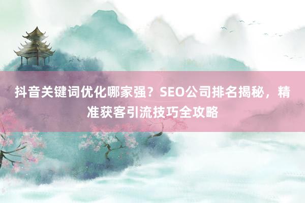 抖音关键词优化哪家强？SEO公司排名揭秘，精准获客引流技巧全攻略