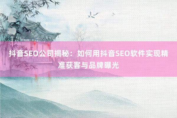 抖音SEO公司揭秘：如何用抖音SEO软件实现精准获客与品牌曝光