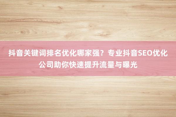 抖音关键词排名优化哪家强？专业抖音SEO优化公司助你快速提升流量与曝光