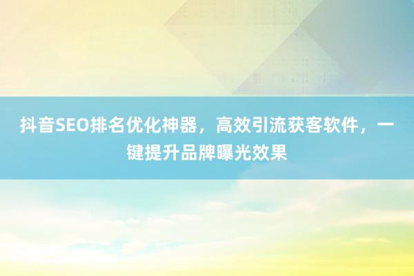 抖音SEO排名优化神器，高效引流获客软件，一键提升品牌曝光效果